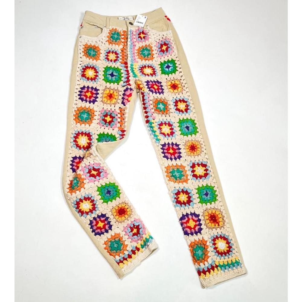 NEW! FREE PEOPLE CROCHET QUILTED FRONT JEANS PANTS SIZE 25